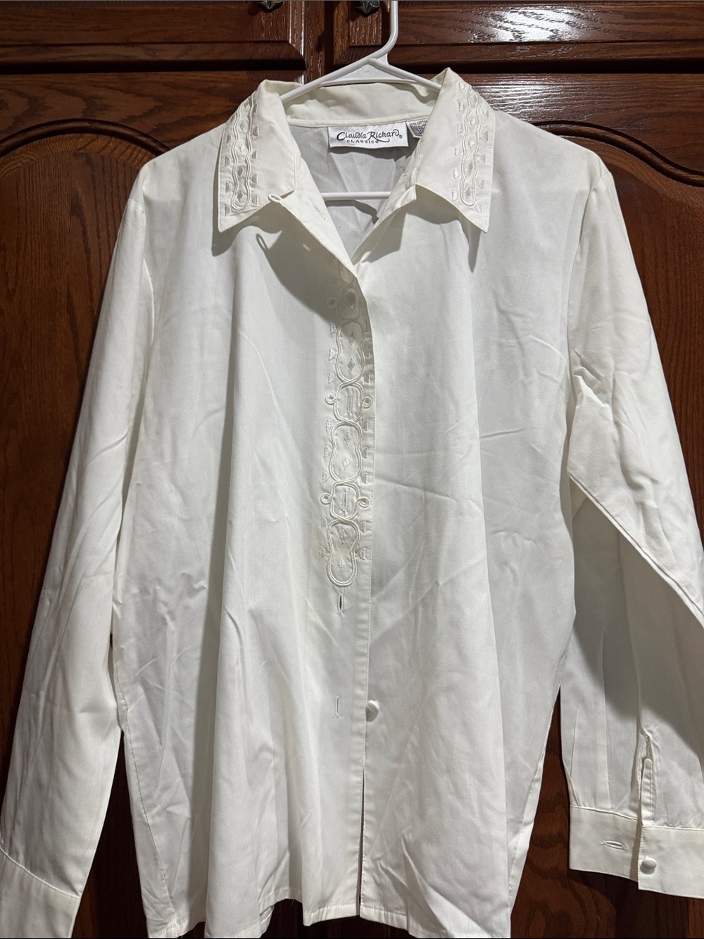 Claudia Richard Cream Button-Up Blouse
